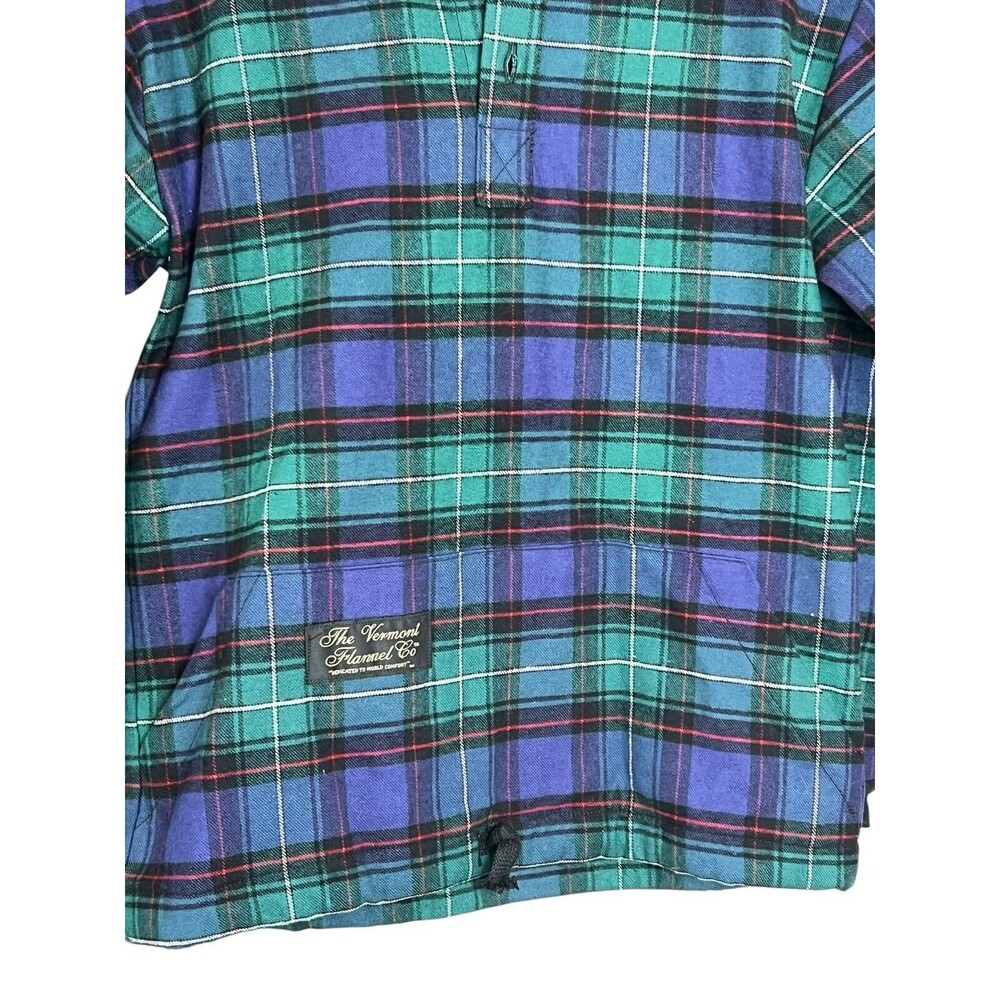 The Vermont Flannel Company 1/4 Button Up Plaid Hoodie Pullover Youth M (10-12) - Picture 3 of 10